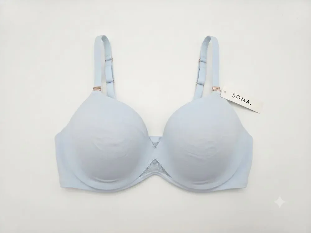 NEW Soma 38D Bodify Perfect Coverage Light Blue Underwire Bra Comfort Padded